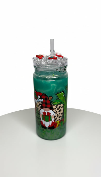 Tumbler with festive design on a white background