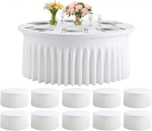 Round table with white tablecloth and floral centerpieces – elegant event rental setup for weddings, parties, and celebrations in Oregon.